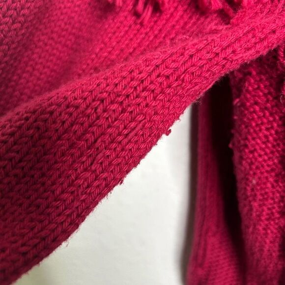 Pure Handknit Women’s Red Fringe Cowl Neck Cotton Sweater Size S/M - Picture 5 of 13